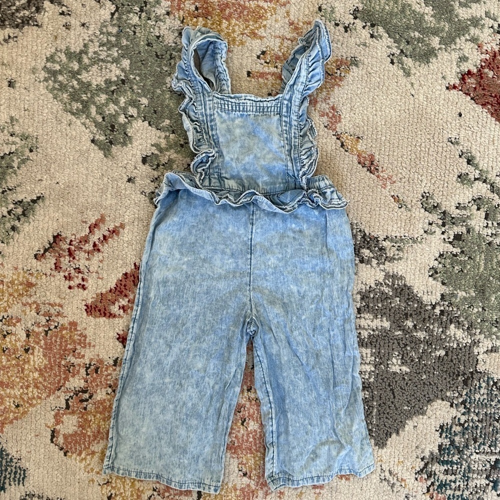 VTG Baby Girl Denim Jumpsuit 18-24 Months Euc